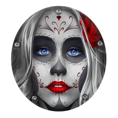 Custom Aluminum 5 Hole Twin Cam Derby Clutch Cover for Harley Davidson - Sugar Skull Red (Matte Finish, 1999-2018 Dyna Models)