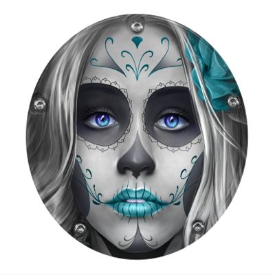 Custom Aluminum 5 Hole Twin Cam Derby Clutch Cover for Harley Davidson - Sugar Skull Teal (Matte Finish, 1999-2018 Softail Models)
