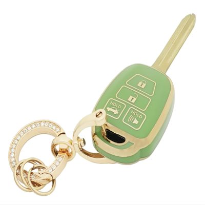 chyoekey Key Fob Cover for Toyota with Keychain Soft TPU Car Key Shell Case Protector Compatible with Camry Corolla RAV4 Highlander Avalon Corolla iM Venza Yaris (Green)