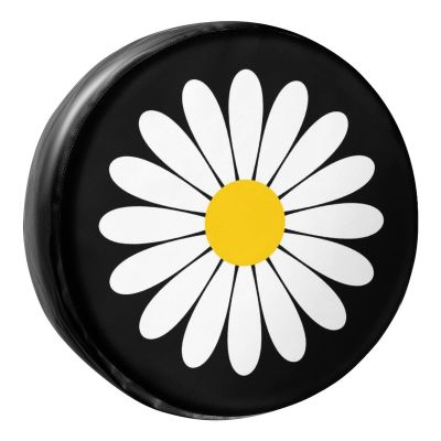Foruidea Daisy Flower Spare Tire Cover PU Leather Wheel Tire Cover Fit Trailer, RV, SUV and Many Vehicle 14inch