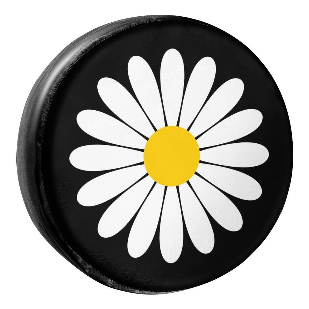 Foruidea Daisy Flower Spare Tire Cover PU Leather Wheel Tire Cover Fit Trailer, RV, SUV and Many Vehicle 14inch