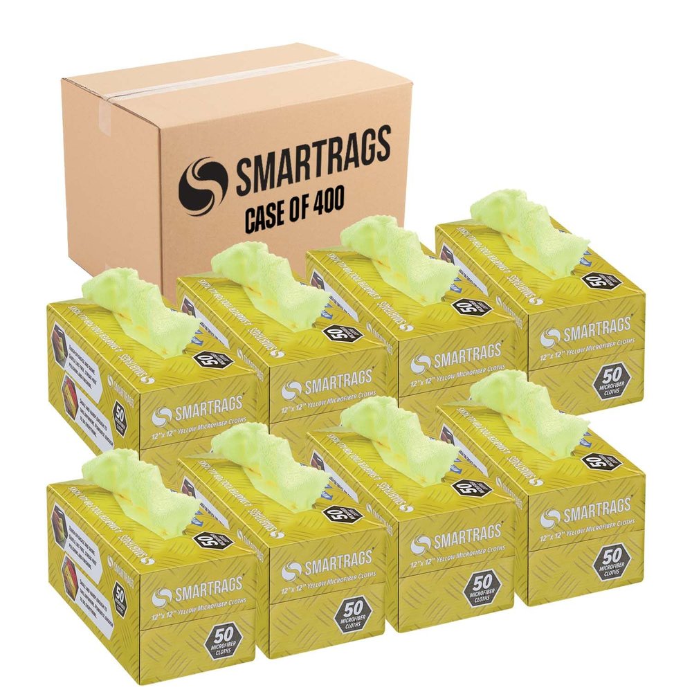 Arkwright Smart Rags in Box - (Bulk Case of 400) Lint Free Microfiber Cleaning Cloth, Scratch & Streak-Free, Dispensable Wash Towels for Cars, Window Glass, and Auto Shop, 12 x 12 in, Yellow
