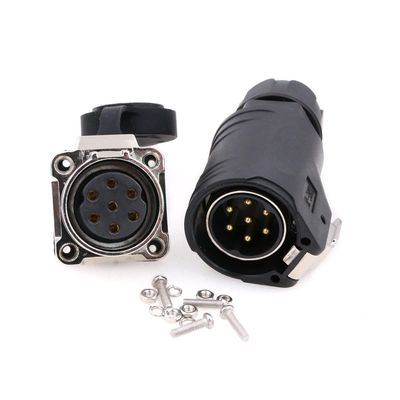 ZBLZGP XHE28 2 3 4 5 6 7 8 10 Pin Waterproof Aviation Connector IP67 Bulkhead Panel Mount Power Cable Connectors High Power LED Connector Outdoor Electric Vehicle Power Coupler (7pin)