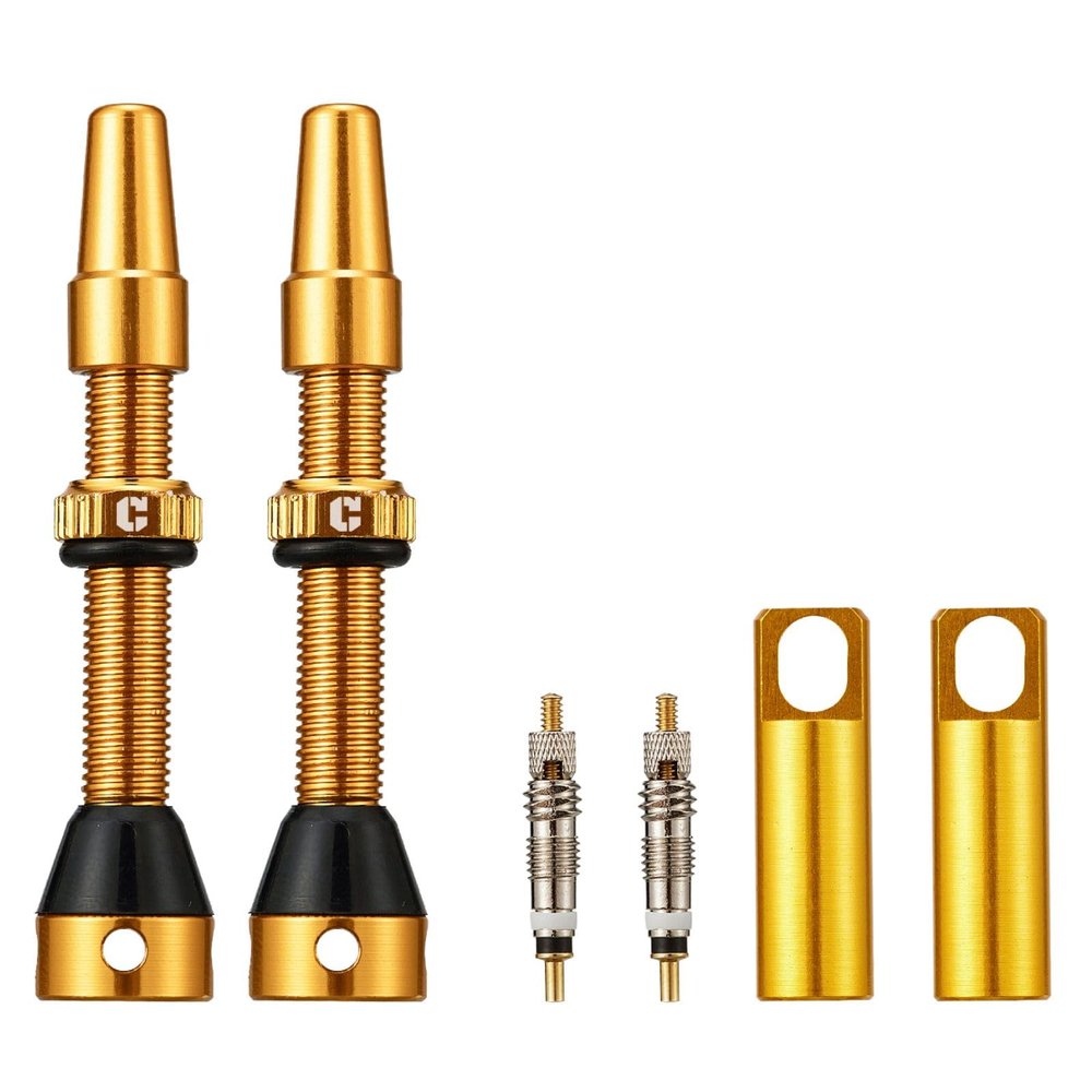 Corki Cycles Tubeless Presta Valve Stem 40 mm with 2PCS Valve Core and 2PCS Remover Tool (Gold)