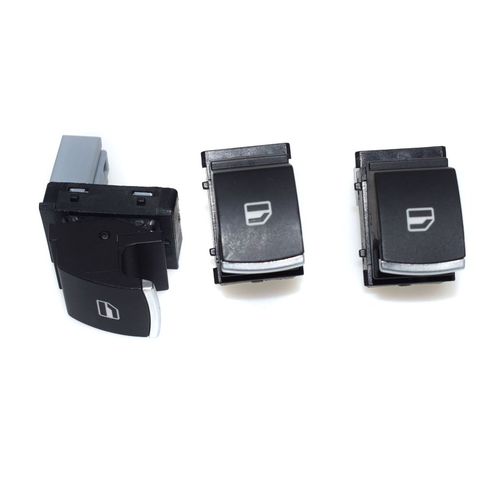Kison 3Pcs Power Window Control Switch Single Button Chrome Passenger for VW Golf Jetta MK5 MK6 Passat Polo Scirocco CC Tiguan 5ND959855 5K0959855