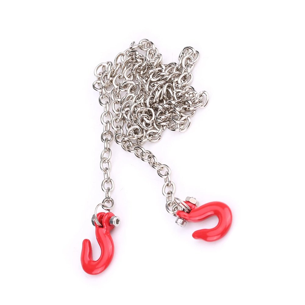 Oumefar RC Trailer Chain Hooks, Mini Metal Trailer Hook & Chain RC Trailer Tow Hooks Accessories with Chain for SCX10 D90 1:10 RC Crawler Climbing Car
