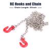 Oumefar RC Trailer Chain Hooks, Mini Metal Trailer Hook & Chain RC Trailer Tow Hooks Accessories with Chain for SCX10 D90 1:10 RC Crawler Climbing Car view 3