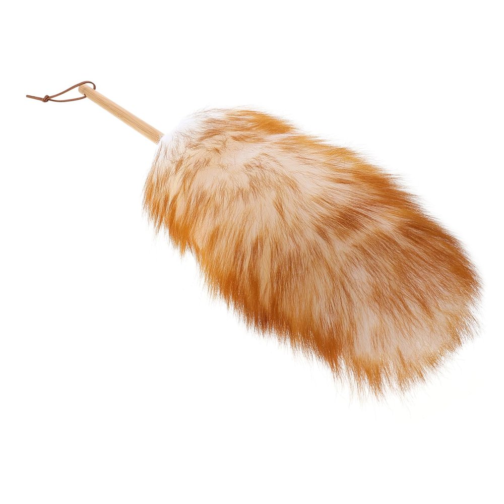 BESTonZON 1pc with Wooden Sweeper Washable Khaki and Fan Fans Bookshelves Natural Useful Home Duster High Lambswool Blinds Funiture Use Bed Household Car Dusters Wool Brush Interior Screens