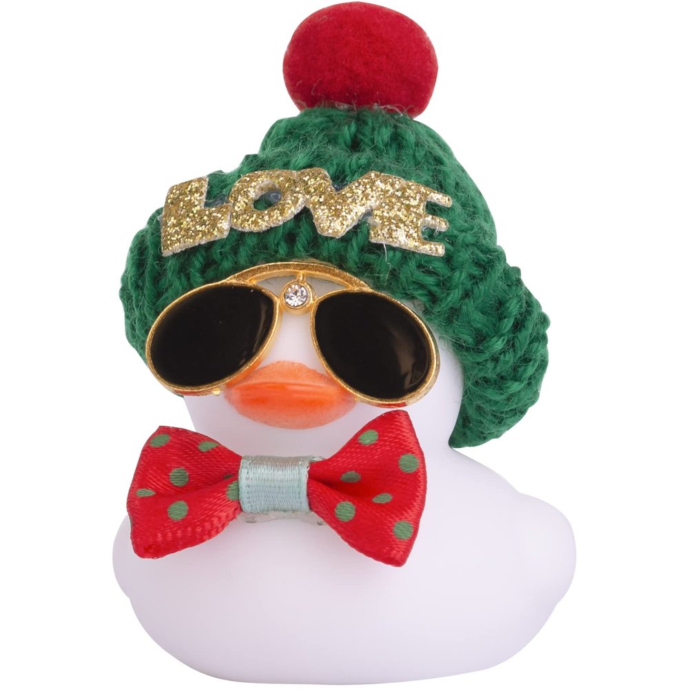 MuMyer Rubber Duck, Cute Winter Car Dashboard Decoration Ornament Accessory With Mini Hat, Sunglasses and Bow Tie (B15)