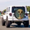 KiuLoam Martian Alien Peace Sign Retro Spare Tire Cover with Backup Camera Hole Universal Sunscreen Waterproof Wheel Covers for Trailer RV SUV Truck and Many Vehicles (14" for Diameter 23"-27") view 2