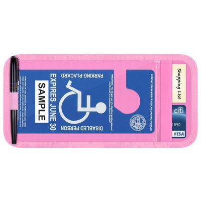 Handicap Placard Holder for Auto, Car Sun Visor Disabled Parking Tag, Pink