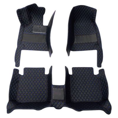 Vonzasi Luxury Car Floor Mats for Infiniti QX56 7seat 2011-2013 Full Set Auto Carpets Diamond PU Leather Floor LinerBlack Blue