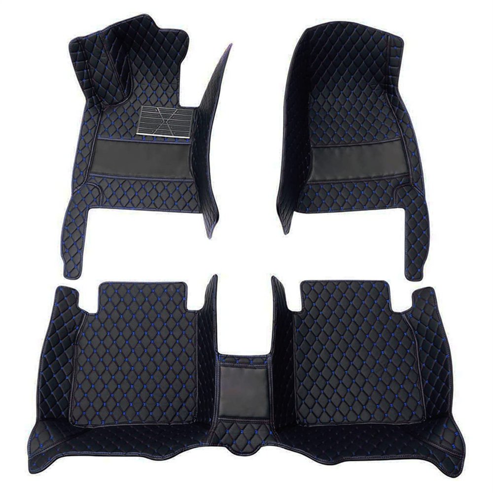Vonzasi Luxury Car Floor Mats for Infiniti QX56 7seat 2011-2013 Full Set Auto Carpets Diamond PU Leather Floor LinerBlack Blue