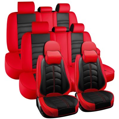 Car Seat Cover 7 Seats for KIA Sorento 2003-2025, Durable Wear Resistant Waterproof Seat Cover, Breathable No Odor Premium Leather Vehicle Interior Accessories.(7 Luxury,Black Red)