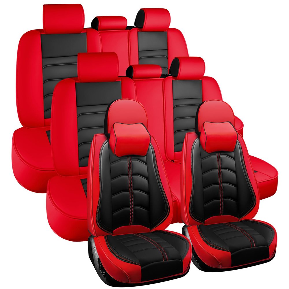 Car Seat Cover 7 Seats for KIA Sorento 2003-2025, Durable Wear Resistant Waterproof Seat Cover, Breathable No Odor Premium Leather Vehicle Interior Accessories.(7 Luxury,Black Red)
