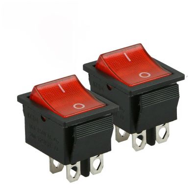 Tolxh Pack of 2 Red Button On-Off 4 Pin DPST Boat Rocker Switch For 16A 250V 20A 125V AC Replacement Part NEW