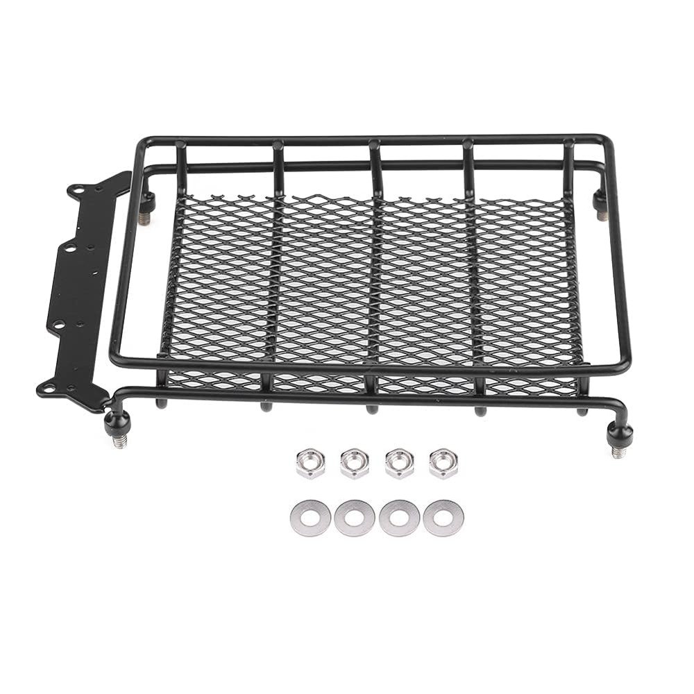RC 1/10 Metal Roof Rack, 6.1x 4.1 x 1.1inch RC Car Roof Rack Cargo Carrier Steel Basket RC Luggage Rack Car Top Luggage Carrier for 1/10 RC Crawler Car Body Accessories Luggage Tray Roof Rack(Middle)