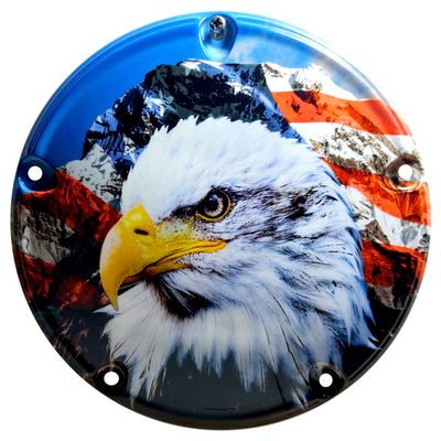 Custom Aluminum 5 Hole Twin Cam Derby Clutch Cover for Harley Davidson - Mountain Eagle (Matte, 1999-2018 Dyna Models)