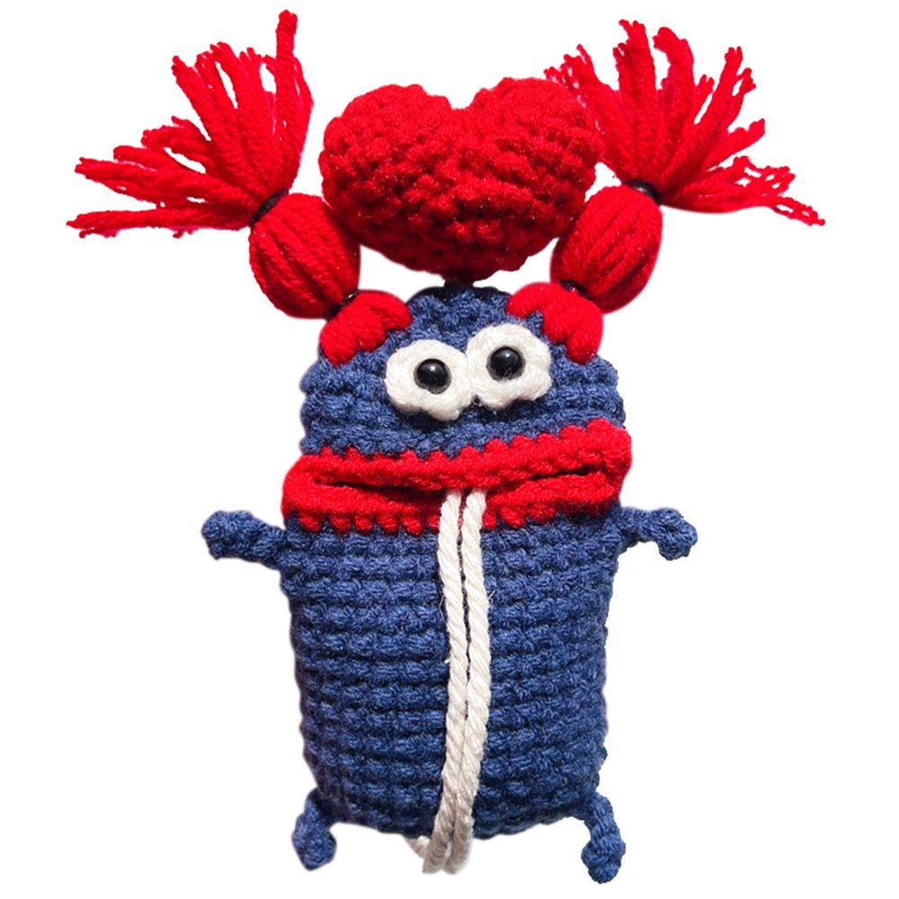 SHUNSHUNNI 2023 Funny Handmade Crochet Key Holder, 3.4" Handwoven Car Key Cover Case, Cute Pocket Lighters Bag Key Fob Cover Case (#22)