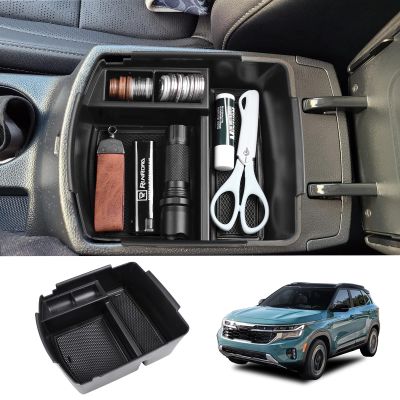 RUNROAD Center Console Organizer Tray Compatible with 2020 2021 2022 2023 2024 2025 2026 Kia Seltos Accessories, ABS Insert Tray Secondary Storage Box Holder Black