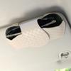 KINIVA Sunglasses Holder for Car Visor Leather Glasses Case with Clips for Car Visor Automotive Interior Visor Accessories Apply to All Car Models (09 Beige) view 1