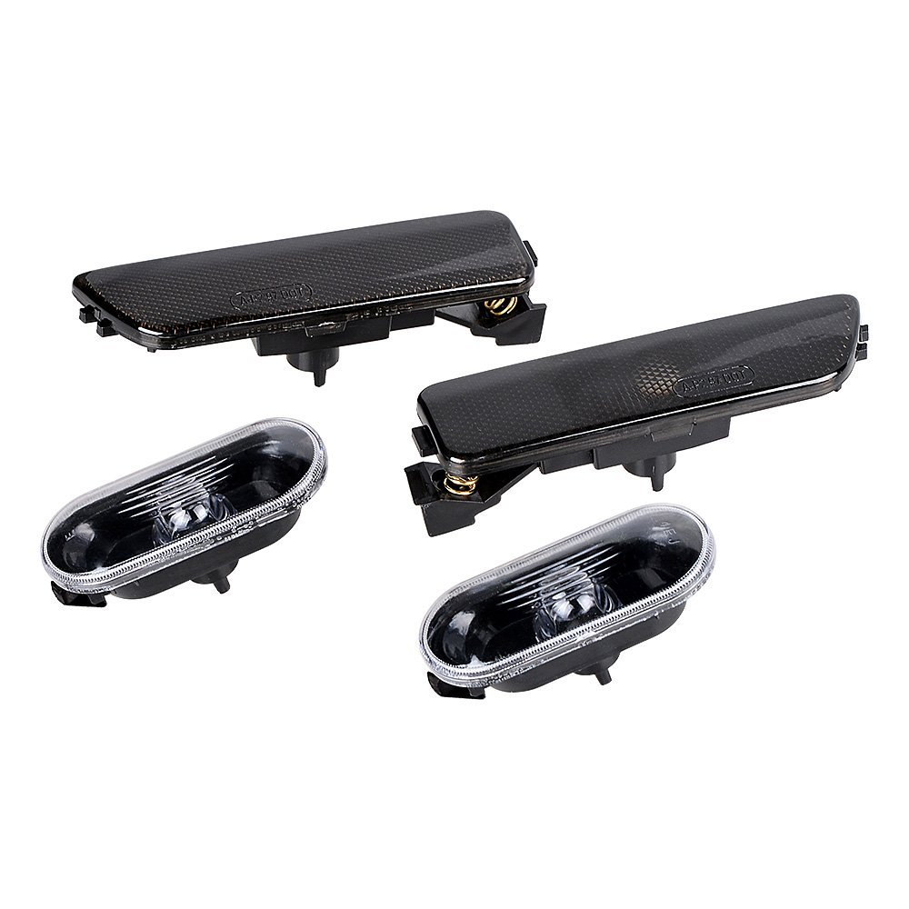 2pcs Clear Fender Lamps + 2pcs Smoke Bumper Side Marker Lights Compatible with 1999-2003 Volkswagen VW Jetta MK4 Golf