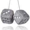 JSCARLIFE Fuzzy Plush Dice 2.95, Retro Square Plush Hanging Mirror Fuzzy Dices for Car Interior Ornament Decoration (Gray) view 1