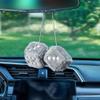 JSCARLIFE Fuzzy Plush Dice 2.95, Retro Square Plush Hanging Mirror Fuzzy Dices for Car Interior Ornament Decoration (Gray) view 3
