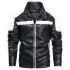 Maiyifu-GJ Motorcycle Jacket for Men Faux Leather Zip Up Windproof Moto Coat Stand Collar Vintage Bomber Windbreaker (White,X-Large) view 1