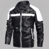 Maiyifu-GJ Motorcycle Jacket for Men Faux Leather Zip Up Windproof Moto Coat Stand Collar Vintage Bomber Windbreaker (White,X-Large) view 2