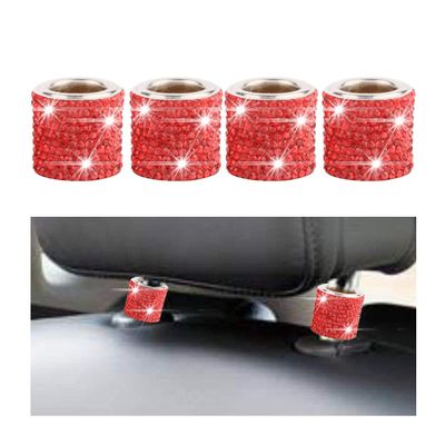 BELOMI 4 Pack Car Headrest Collars, Bling Car Head Rest Collars Rings Decor, Rhinestone Car Head Rest Collars, Diamond Interior Car Seat Accessory (Style 2-Red)