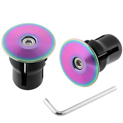MUQZI Handlebar End Plugs - Expanding, Aluminum and Adjustable Handlebar Bike Bar Ends, Rainbow