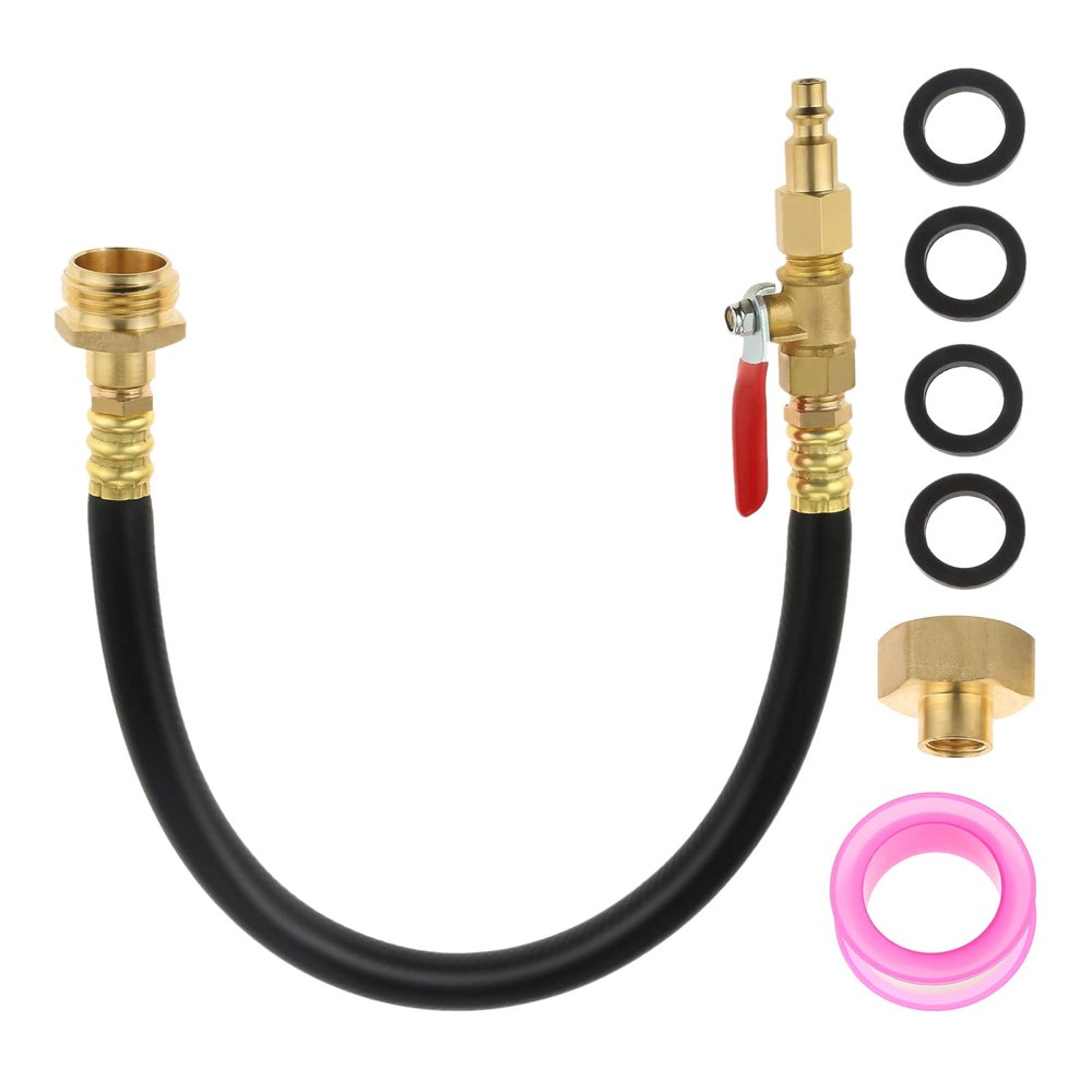 HZ-MONSTAR RV Winterizing Kit with Sprinkler Blowout Adapter, 15" Air Compressor Quick-Connect Plug with 1/4" Quick Connect Plug and 3/4" Garden Hose Thread for RV Camper Boat Motorhome Systems