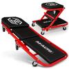 M-AUTO 40-Inch Folding Creeper Rolling Seat, All-in-One Adjustable Roller Garage Chair, Lay Down or Sit, 330LBS Capacity Under Car Roller Creeper with 6 Swivel Casters, Red view 1