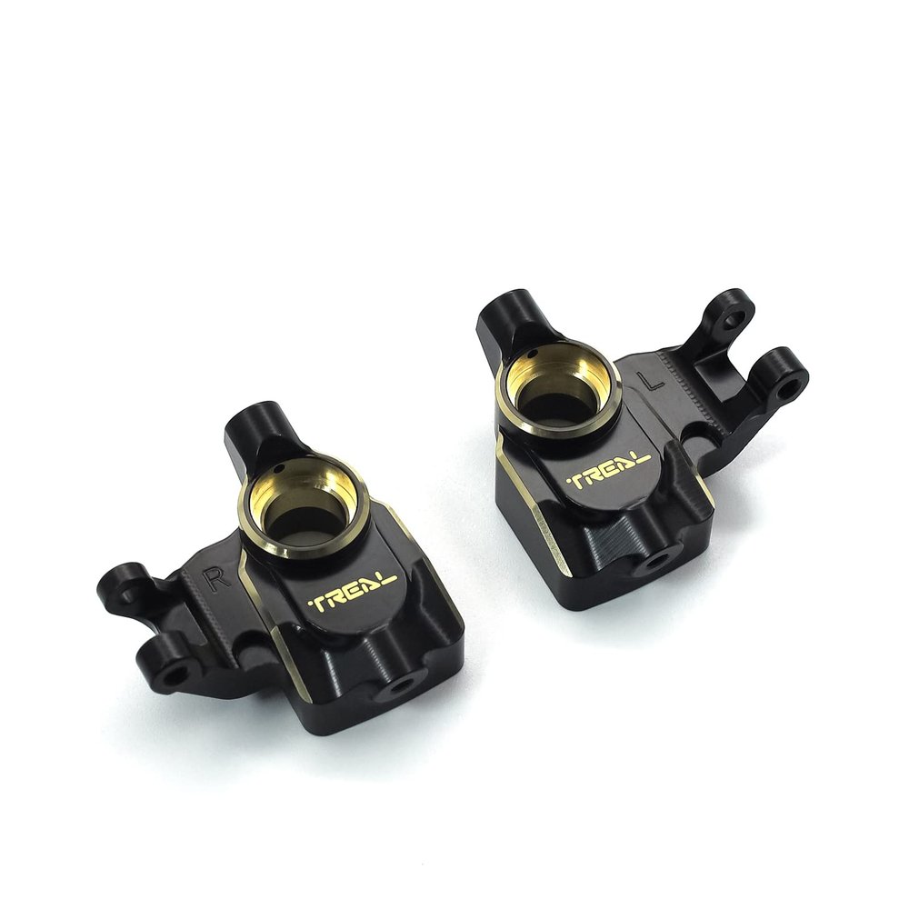 TREAL UTB18 Capra Brass Front Steering Knuckles Inner Portal Covers Set (2P) 35.8g/pc Heavy Weight Upgrades-Black