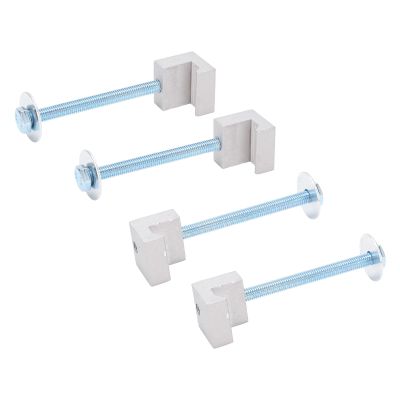 Tissting 4Pcs Truck Tool Box Mounting Kit,Universal Heavy Duty Aluminum Alloy No Drilling Pickup Truck Tool Box Mount Tie Downs J Hook Clamps with Screws and Washers for Truck, Pickup(Silver)