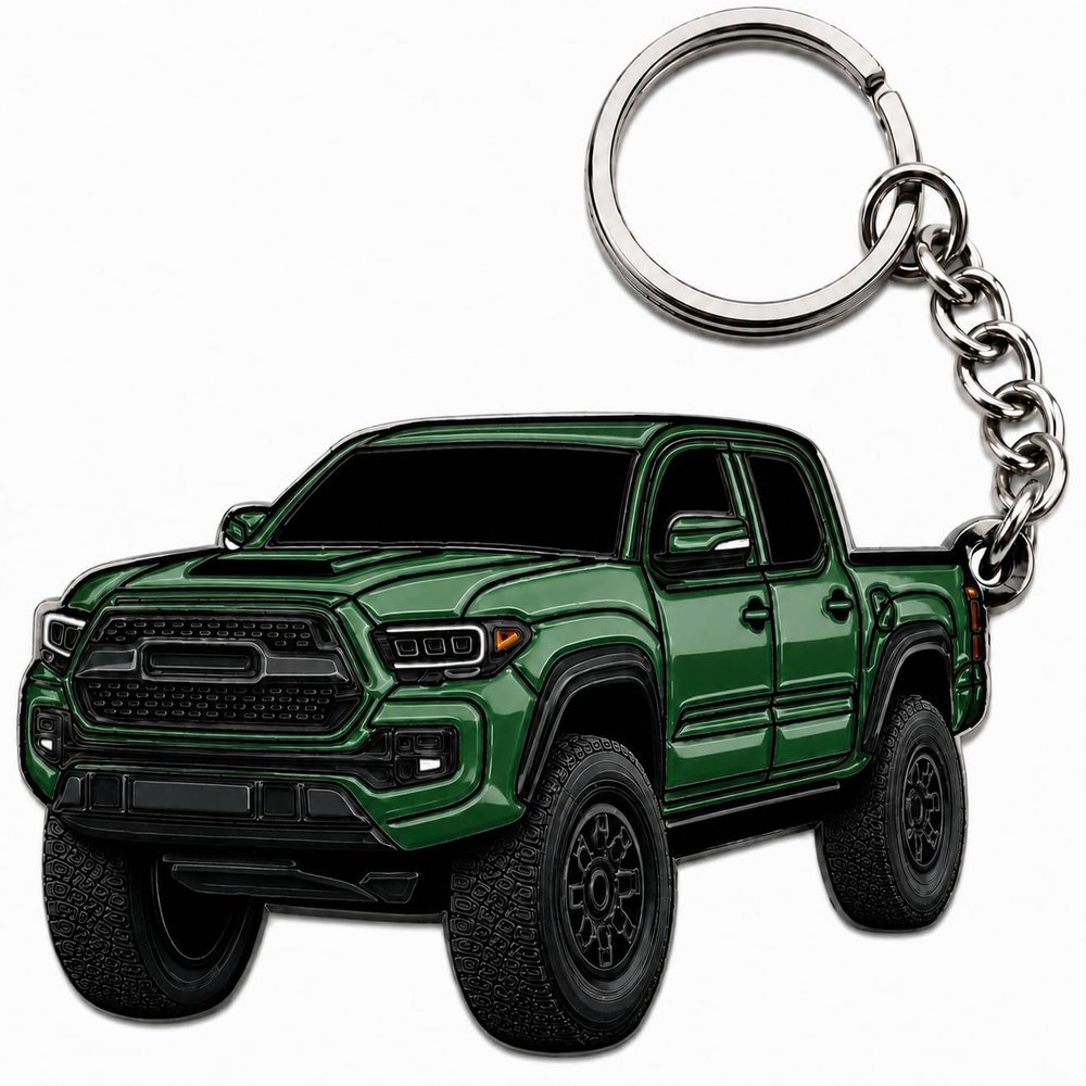 FOUR WHEEL BEAST Tacoma Keychain - Tacoma Accessories 2016-2022 mods for Pro Sport Off Road Cool Key Chain Fob Cover 3rd gen Toy Truck (Army Green)