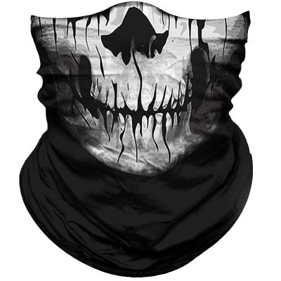 Obacle Skull Face Mask Sun UV Dust Wind Protection Tube Mask Seamless Bandana Skeleton Face Mask for Men Women Bike Riding Motorcycle Cycling Biker Outdoor Festival (Skull Scare Black White Face)