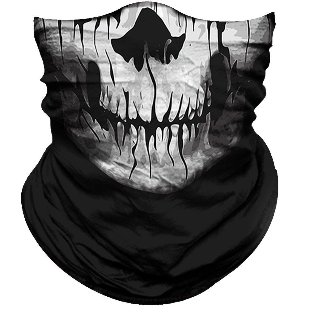 Obacle Skull Face Mask Sun UV Dust Wind Protection Tube Mask Seamless Bandana Skeleton Face Mask for Men Women Bike Riding Motorcycle Cycling Biker Outdoor Festival (Skull Scare Black White Face)