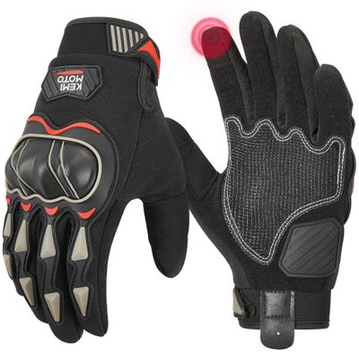 KEMIMOTO Motorcycle Gloves for Men, Touchscreen Cycling Gloves for Outdoor Sports On-Road Off-Road Mountain Motorcycle Motorcross Motorbike Dirt Bike Bicycle Racing ATV UTV