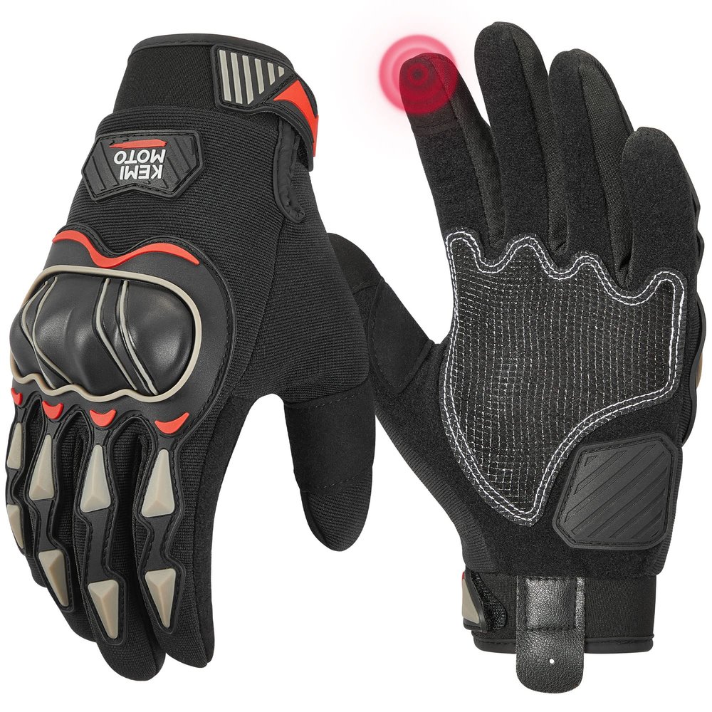 KEMIMOTO Motorcycle Gloves for Men, Touchscreen Cycling Gloves for Outdoor Sports On-Road Off-Road Mountain Motorcycle Motorcross Motorbike Dirt Bike Bicycle Racing ATV UTV