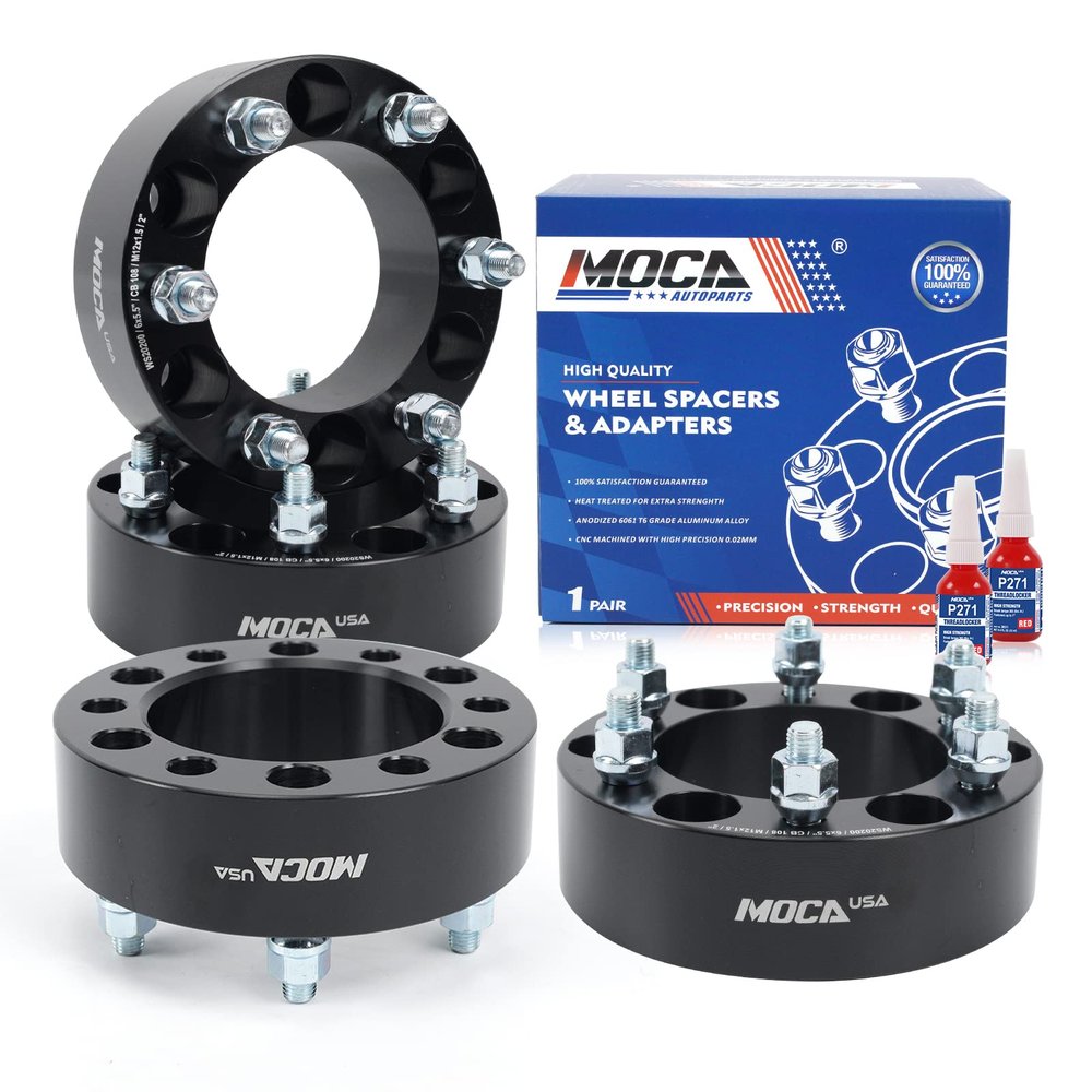 MOCA 4Pcs Hub Centric Wheel Spacers 2" Thick, 6x5.5, Hub bore 4.25" fits GMC Canyon, for Hummer H3, for Kia Sedona, for Lexus GX460, for Toyota 4Runner, Tacoma