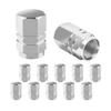 Car Tire Valve Stem Cap, 12 Pcs Wheel Valve Covers, Leak-Proof Air Caps Cover, Airtight Aluminum Alloy Hexagon Shape Tyre Accessory, Universal for Auto, Truck, SUV, Motorcycle, Bike (Silver) view 1