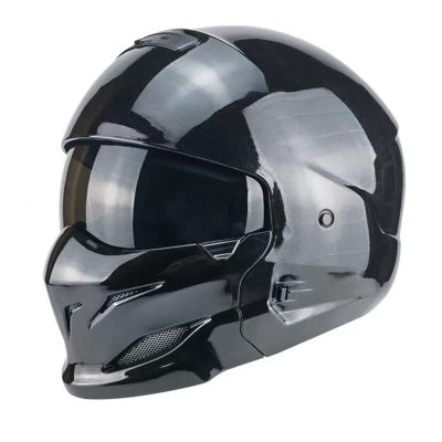 Woljay Modular Helmets Open Face Full face Motorcycle Helmet for Unisex-Adult Scooter Street Bike Cruiser DOT Approved (Gloss Black, XXL)