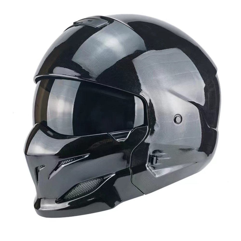 Woljay Modular Helmets Open Face Full face Motorcycle Helmet for Unisex-Adult Scooter Street Bike Cruiser DOT Approved (Gloss Black, XXL)