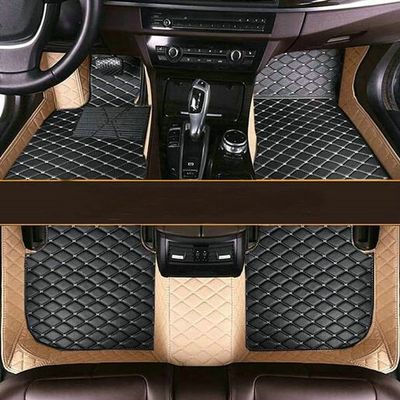 Custom Personalized Car Floor Mats (Beige and Black White)