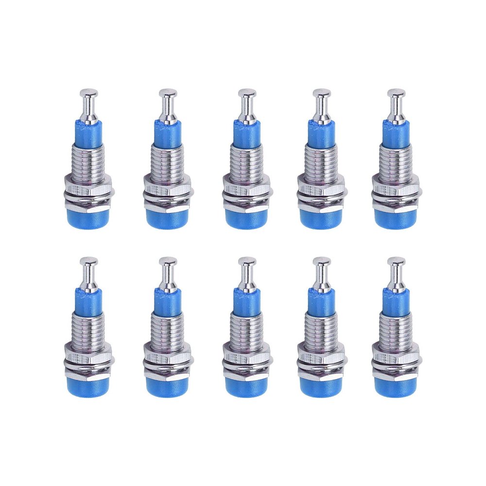 Walfront J.40006 10pcs 2mm Banana Panel Socket Banana Female Jack Socket Plated Female Jack Panel Mount Binding Post (Blue)
