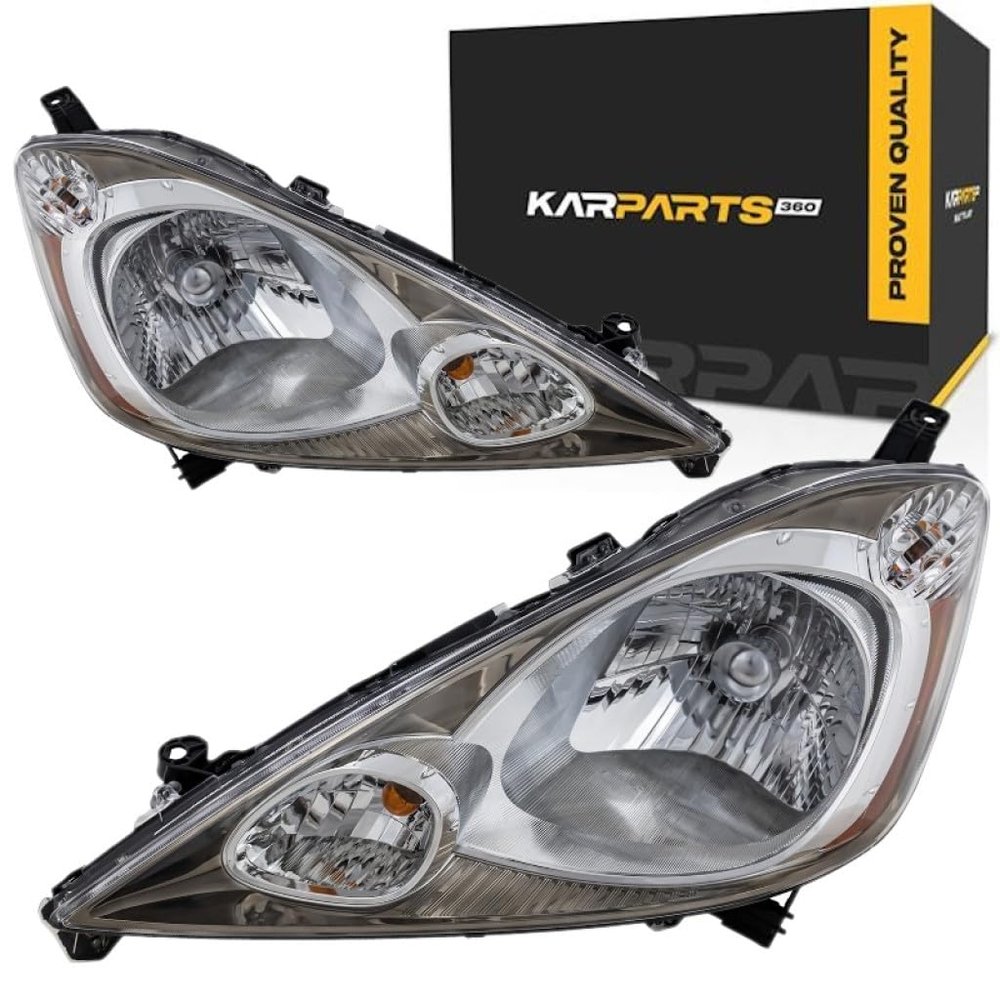For Honda Fit 2009 2010 2011 Headlight Assembly Driver and Passenger Side | Pair | Sport | CAPA | Replacement For HO2502137, HO2502137C, HO2503137, HO2503137C | 33150TK6A11, 33100TK6A11, 615343162515