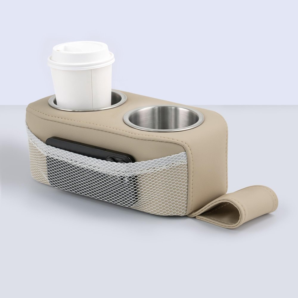 marinexplore Pontoon Cup Holder,Boat Seat Cup Holder,Double Drink Holder,Portable Cup Beverage Mobile Phone Holders for Pontoon Boat Sofa,RV Couch,Car Back Seat(Khaki)