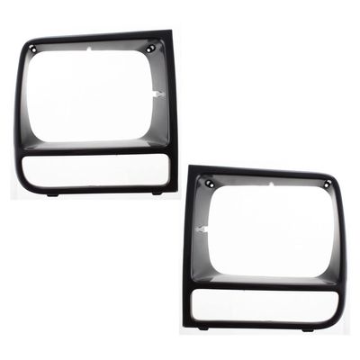 KarParts360 For Jeep Cherokee 1997 98 99 00 2001 Headlight Bezel Driver and Passenger Side | Pair | SE/SE Sport | Black | Replacement For CH2512157, CH2513157 | 55055137, 55055136